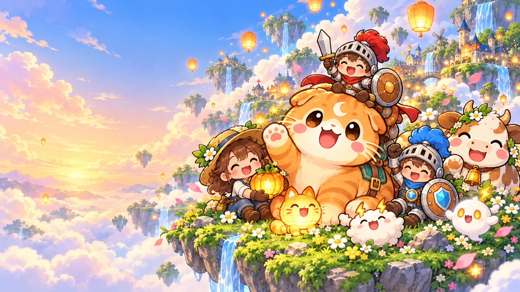 BooJoo แมวส้มหูพับ กับเหล่าฮีโร่จาก Lanternfall, Seedglow และ Shieldfall บนเกาะลอยฟ้า